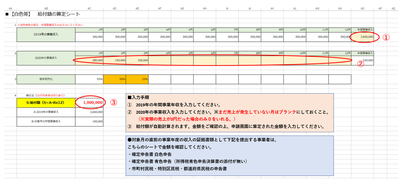 持続 化 給付 金 シュミレーション